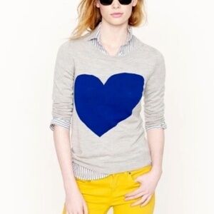 J. Crew Tippi Heather Gray Sweater with Navy Heart